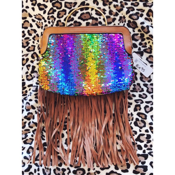 Privileged Handbags - Rainbow Sequin Fringe Purse 🌈